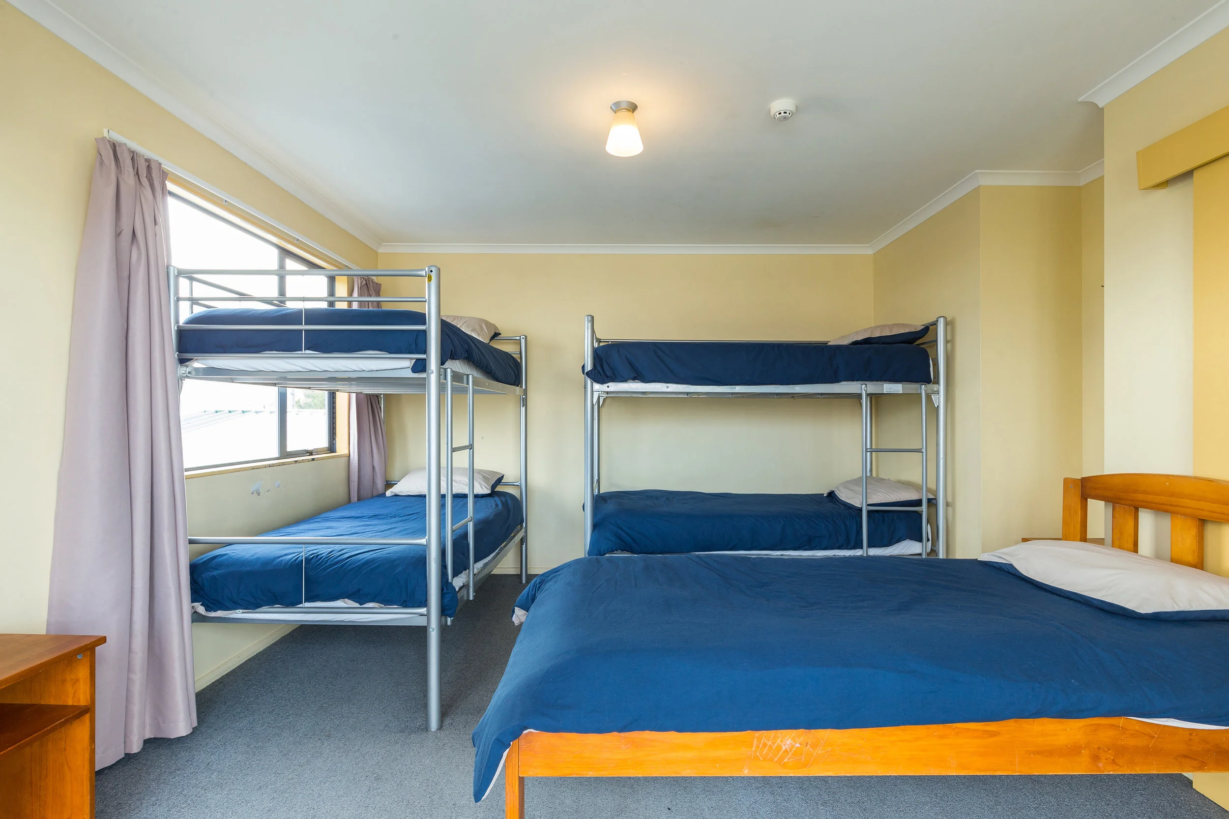 A typical dorm room with ensuite bathroom