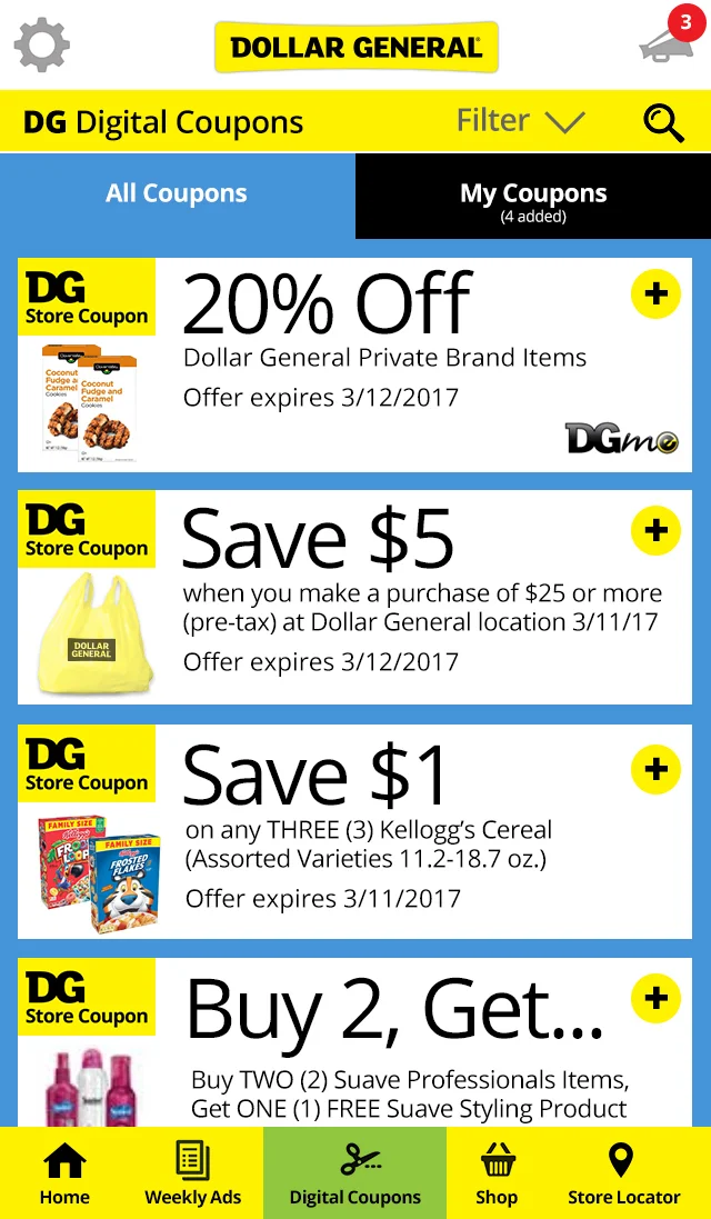 Digital Coupons Screen