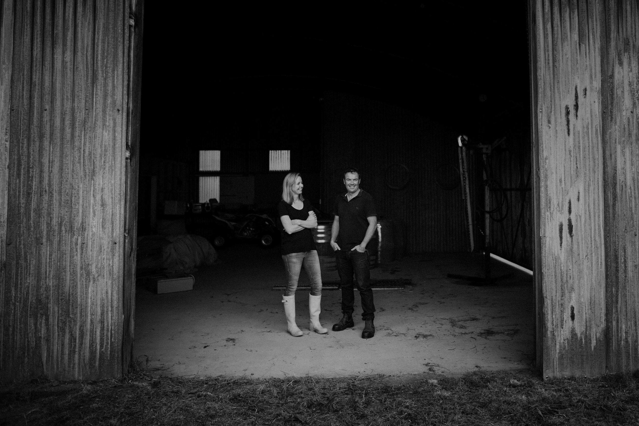 Will and Rachel in the barn