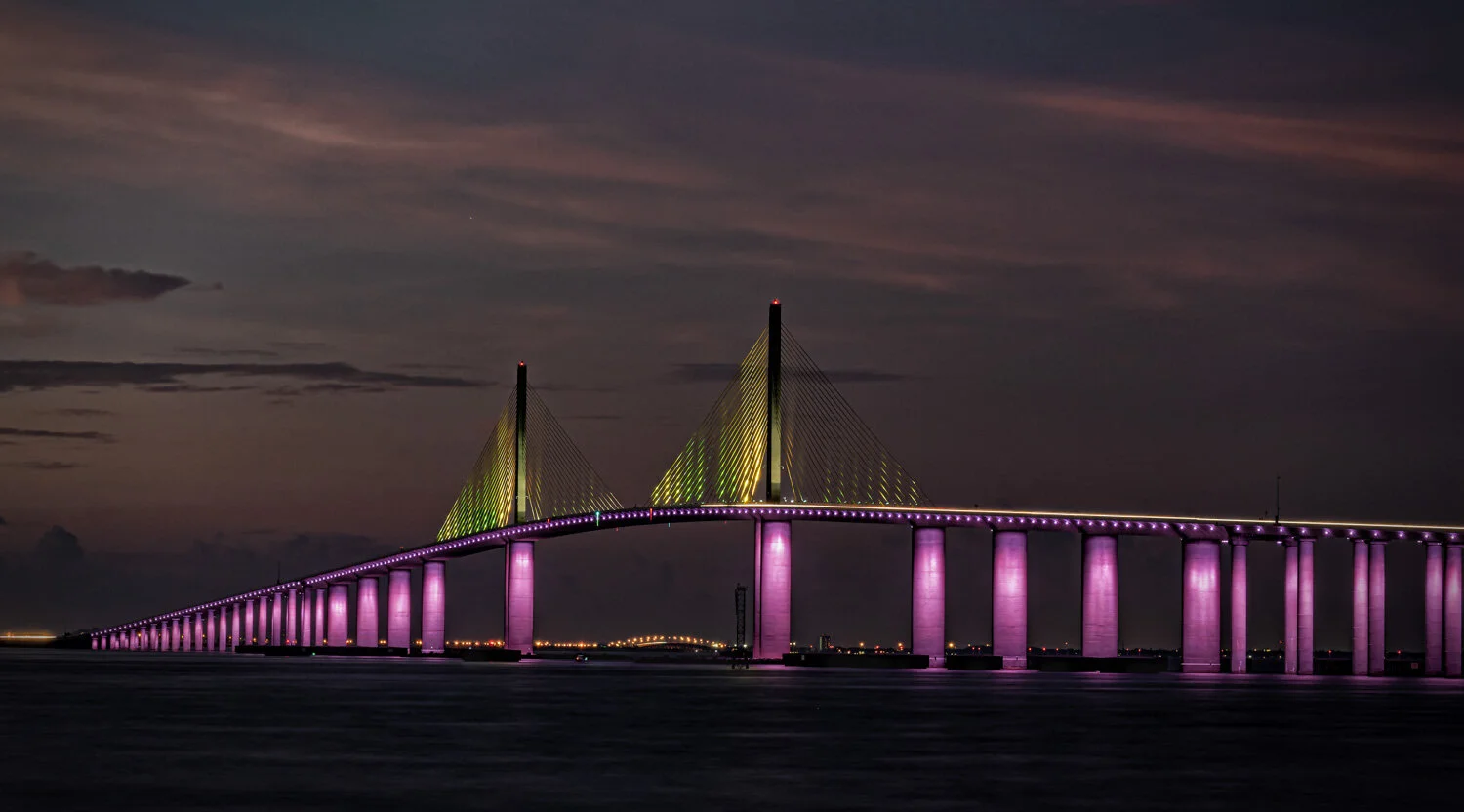 Sunshine Skyway Bridge At Night