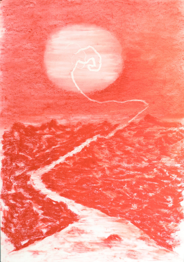 MatÃ­as Duville  (Argentina, b. 1974)  Red Sunset,  2018, Sanguine on paper, 39 1/8 x 27 1/5 in. Gift of Florence Drake del Castillo through the Corpate Acquistions Programe arteBA