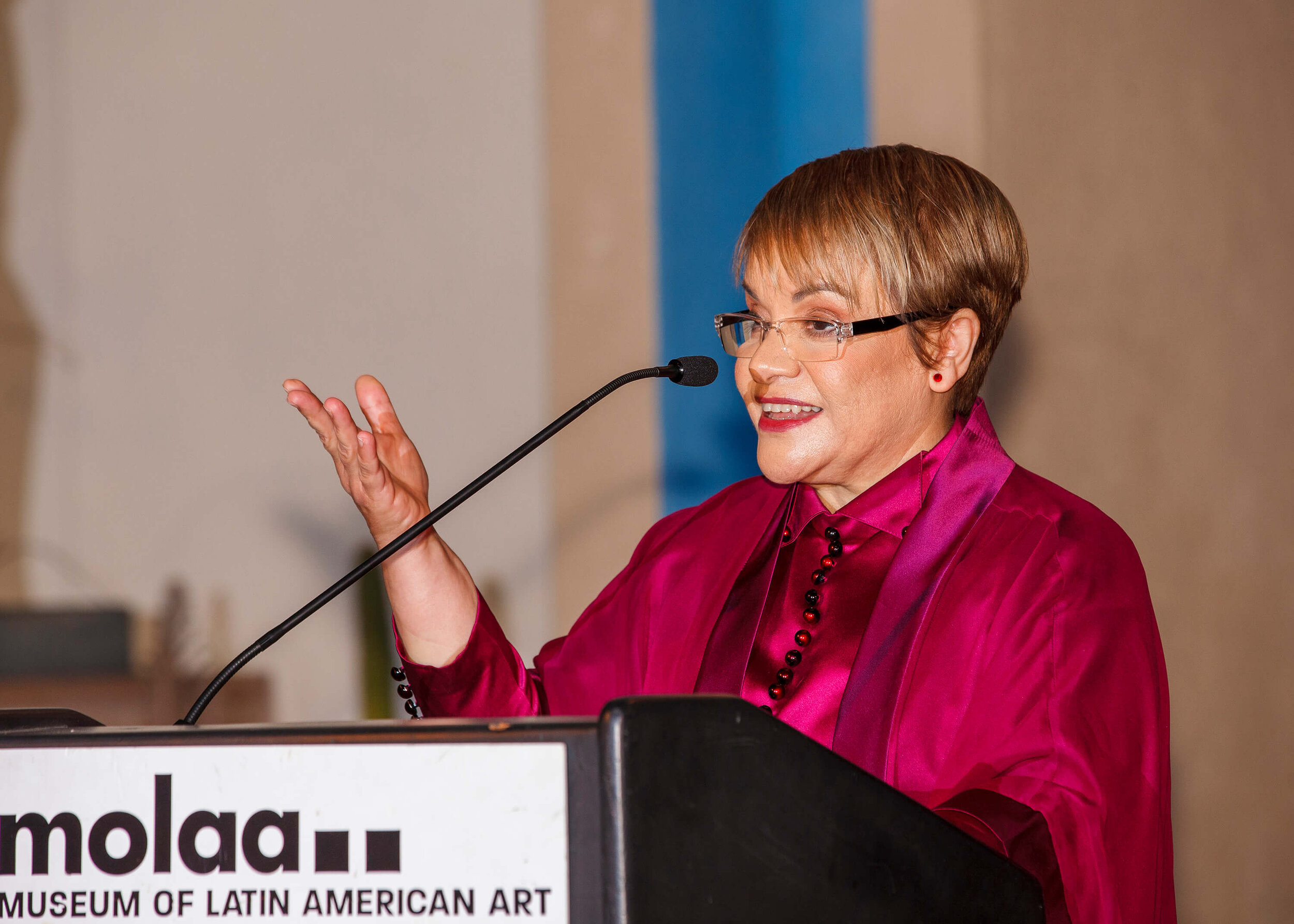  MOLAA’s President &amp; CEO, Lourdes I. Ramos-Rivas, Ph.D. speaking at MOLAA’s Annual Gala, 2019. Photo by Justin Galligher. 