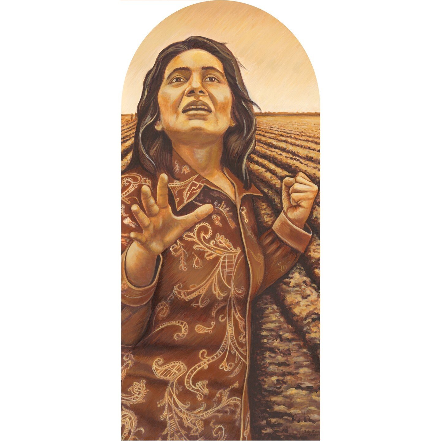 Portrait of Dolores Huerta. Acrylic on Canvas, wood frame. 43.25 in x 20.75 in. Created by Judy Baca.

#JudyBaca #MOLAA #BACAxMOLAA #LongBeach