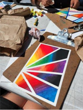 Geometric Abstract Art with Oil Pastels