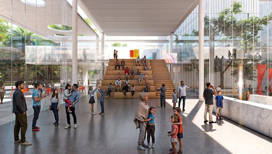 Render of the lobby of the new Museum of Latin American Art (MOLAA) 
