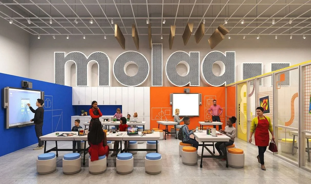 Render of the education workshop of the new Museum of Latin American Art (MOLAA) 