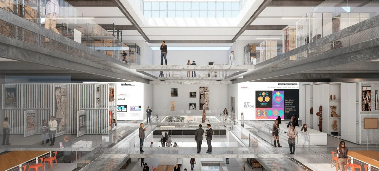 Render of the open storage area of the new Museum of Latin American Art (MOLAA) 