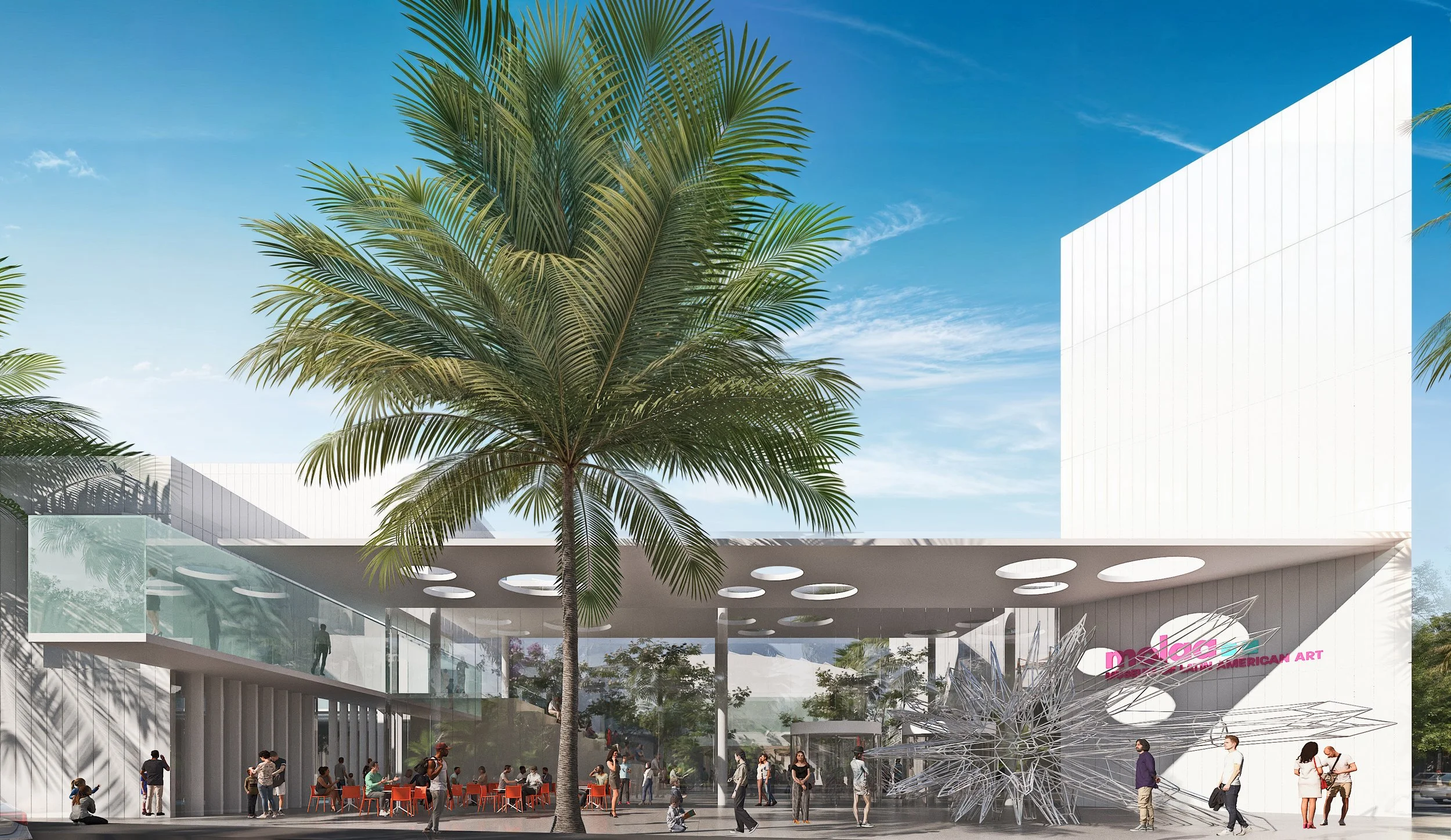 Render of the front entrance of the new Museum of Latin American Art (MOLAA) 