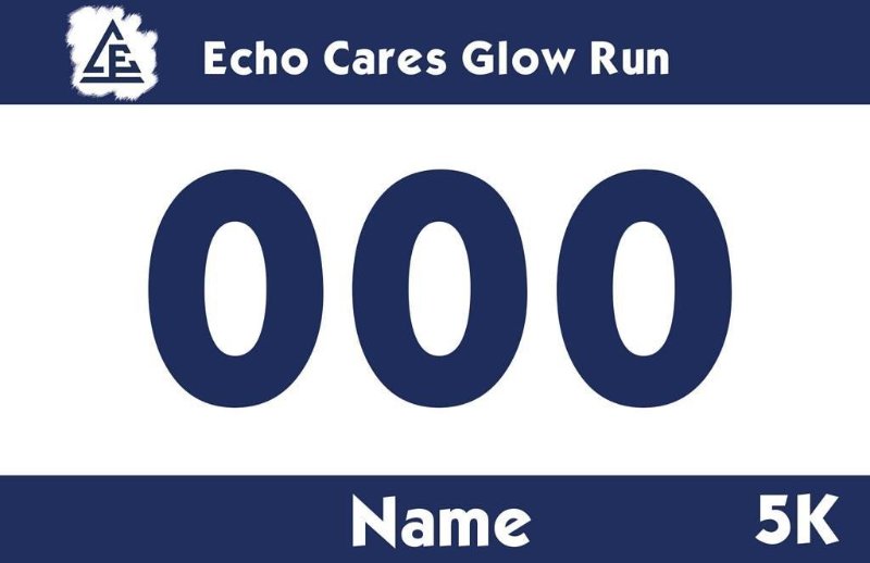 Race Bib example designed for Camp Echo 5K Example of a race bib designed by myself using InDesign software. Each camper was given a personalized race bib with their name and unique number.