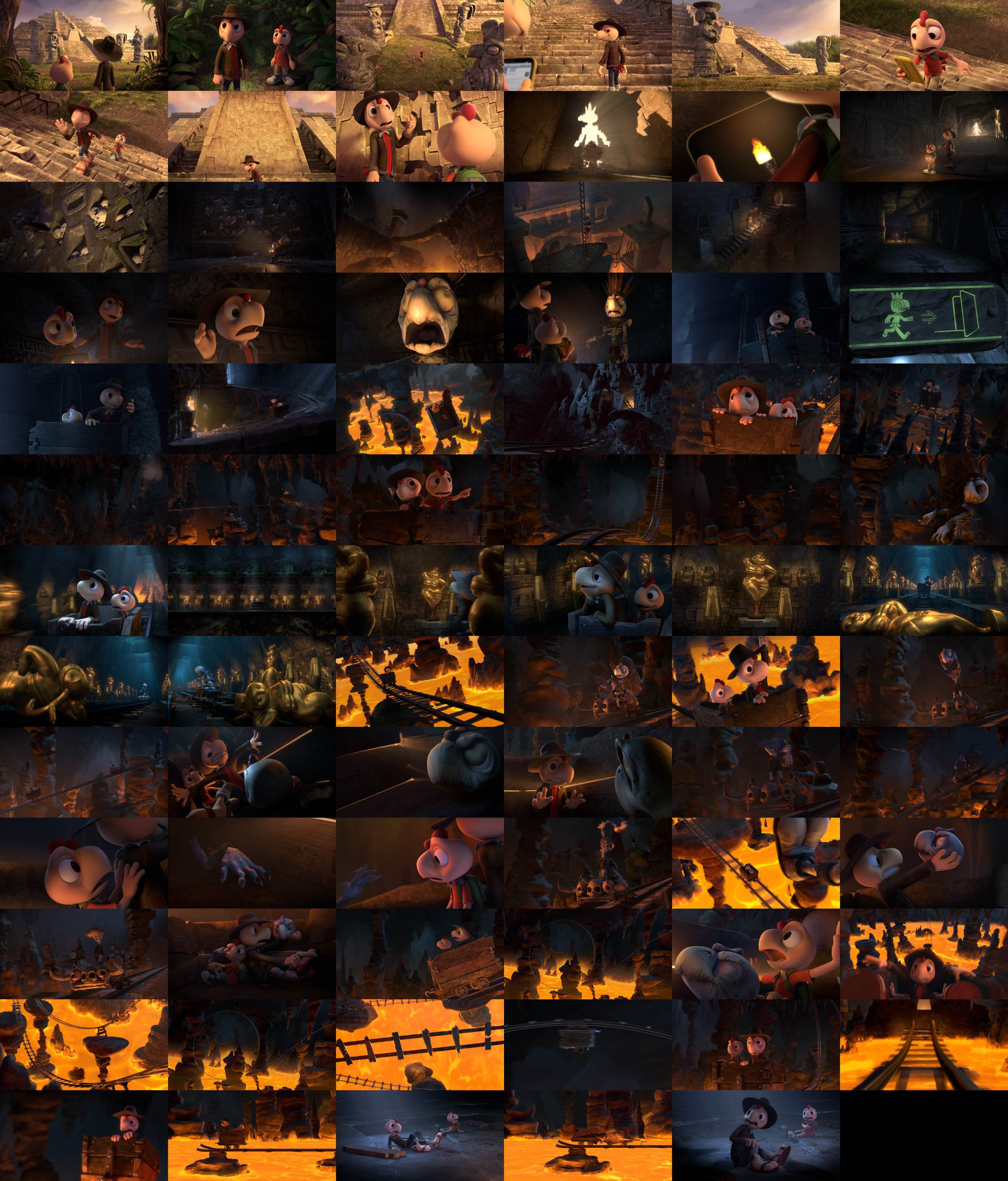  This was the caves sequence, it was very fun to work in this sequence, I created the lava for the shots where it appears, as simulating it was hard to process and heavy to render. I used a lot of Nuke noises, connected to a control where I can chang