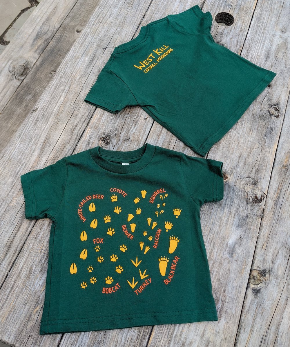 Kids Green Animal Tracks T-Shirt — West Kill Brewing