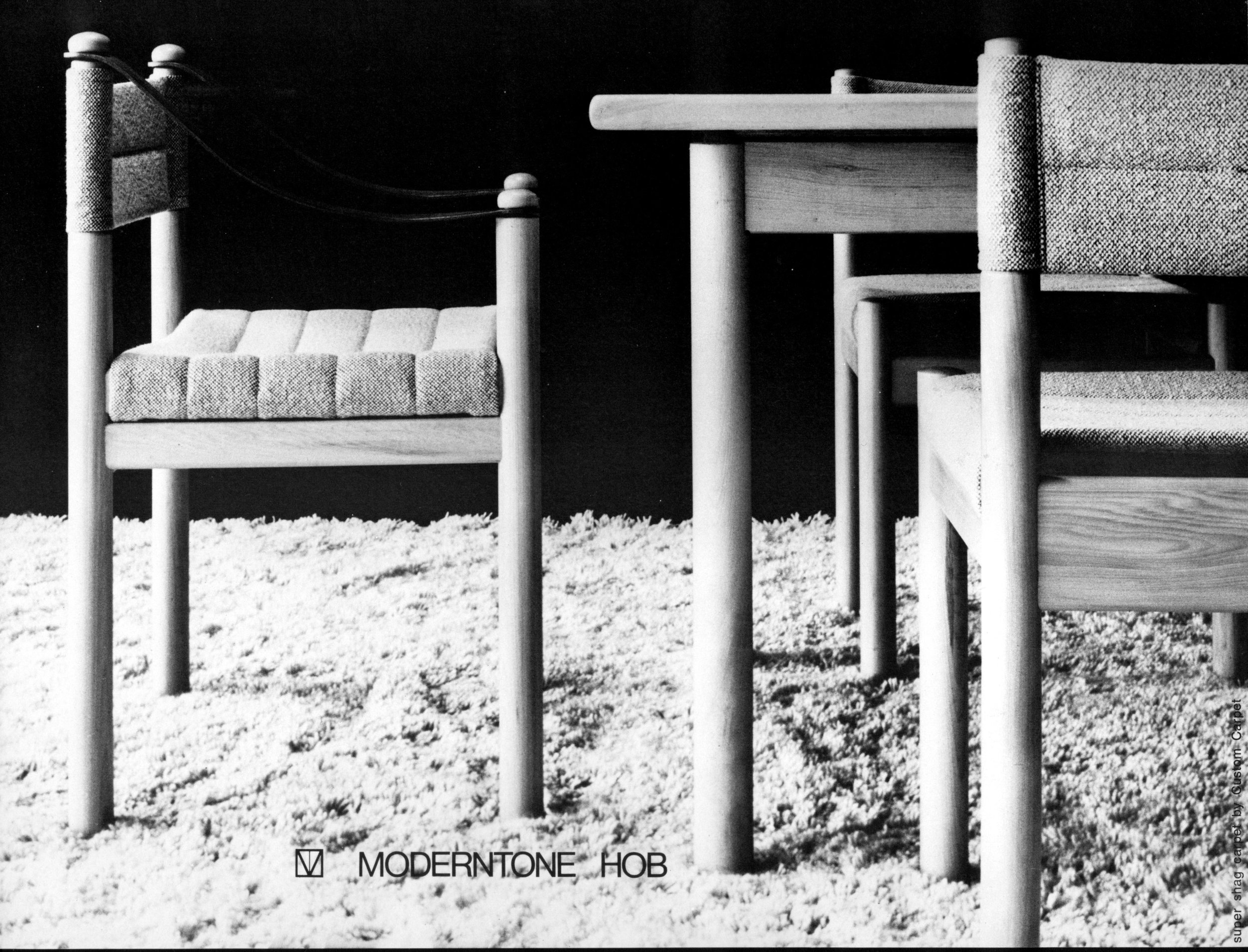 Hob dining chairs and table, 1972