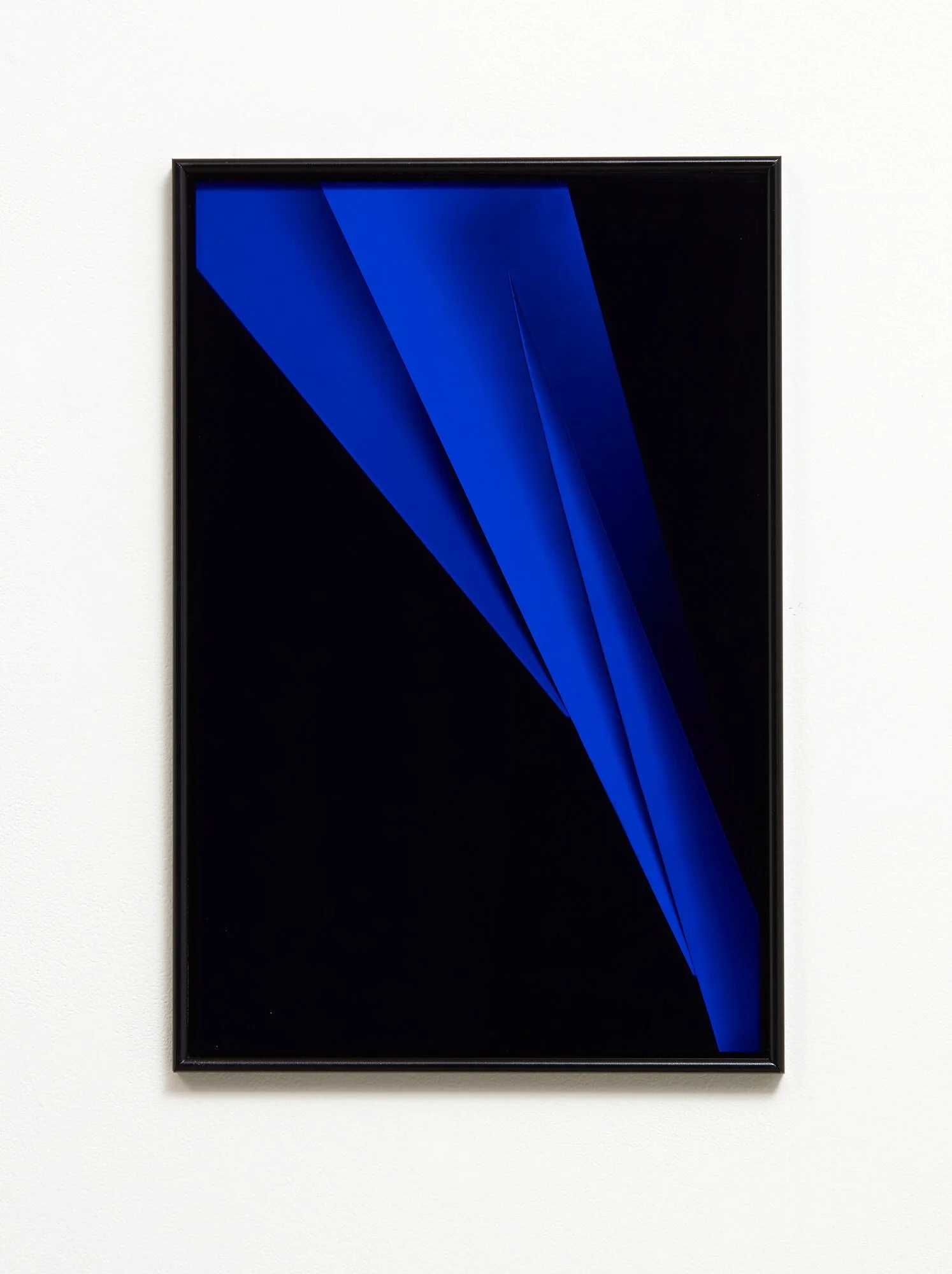 Split Focus (Blue) 2018 Acrylic, enamel, silver gelatin print, museum glass in artist frame 360mm x 600mm