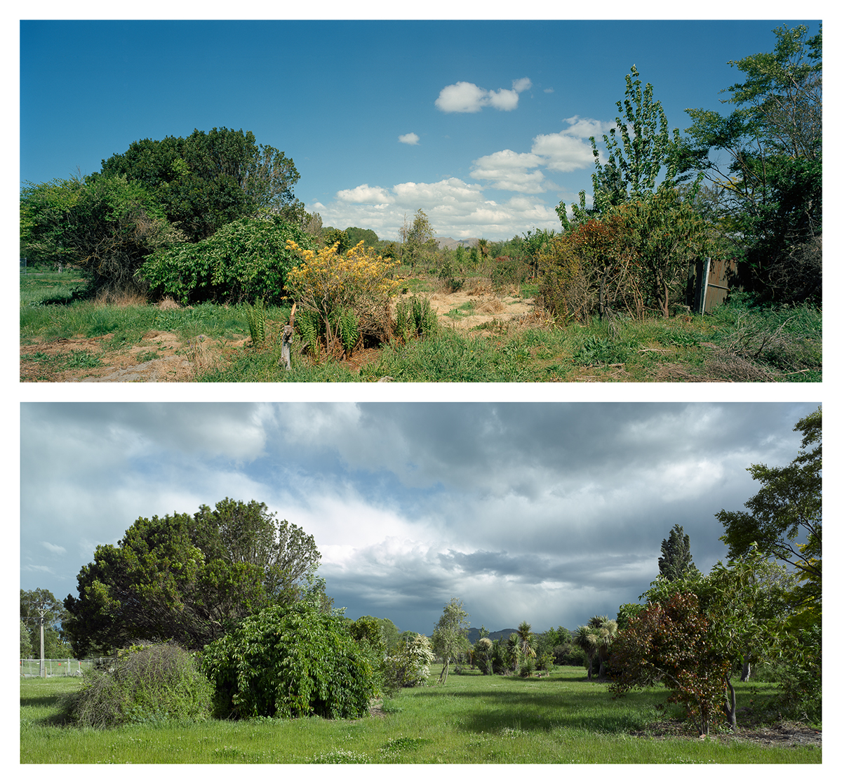 Keller St, Avonside, 2014 and 2016. Towards the Port Hills.