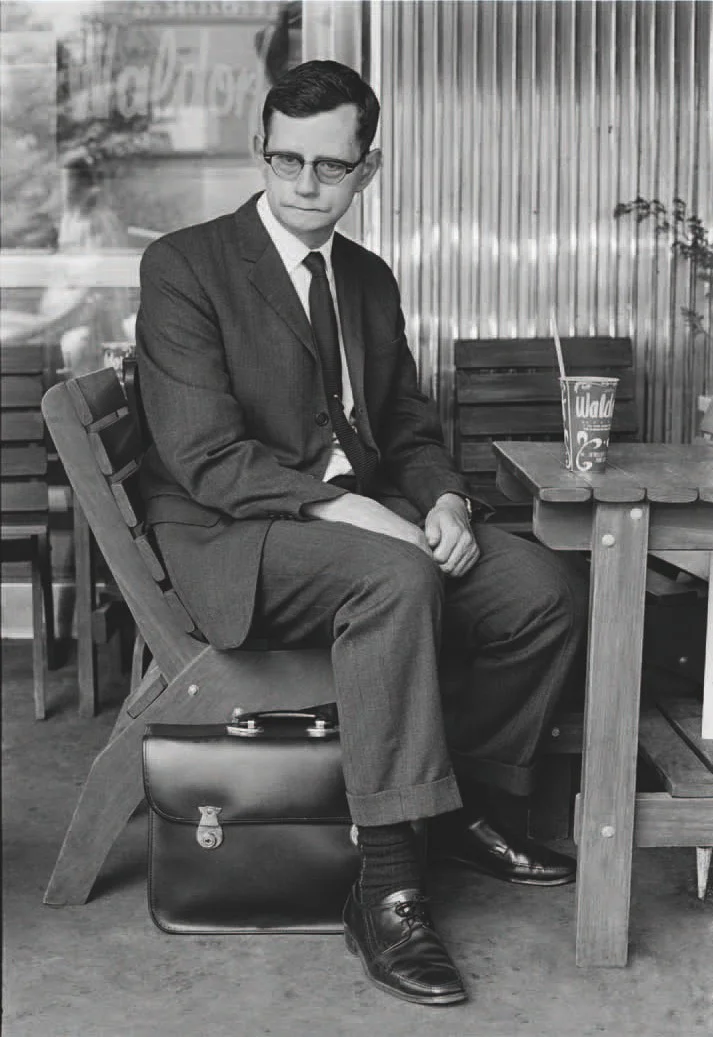 Glenn Busch , Man at an Outdoor Café, Auckland , 1973. Photo-Forum 19 (April/May 1974). p. 27.