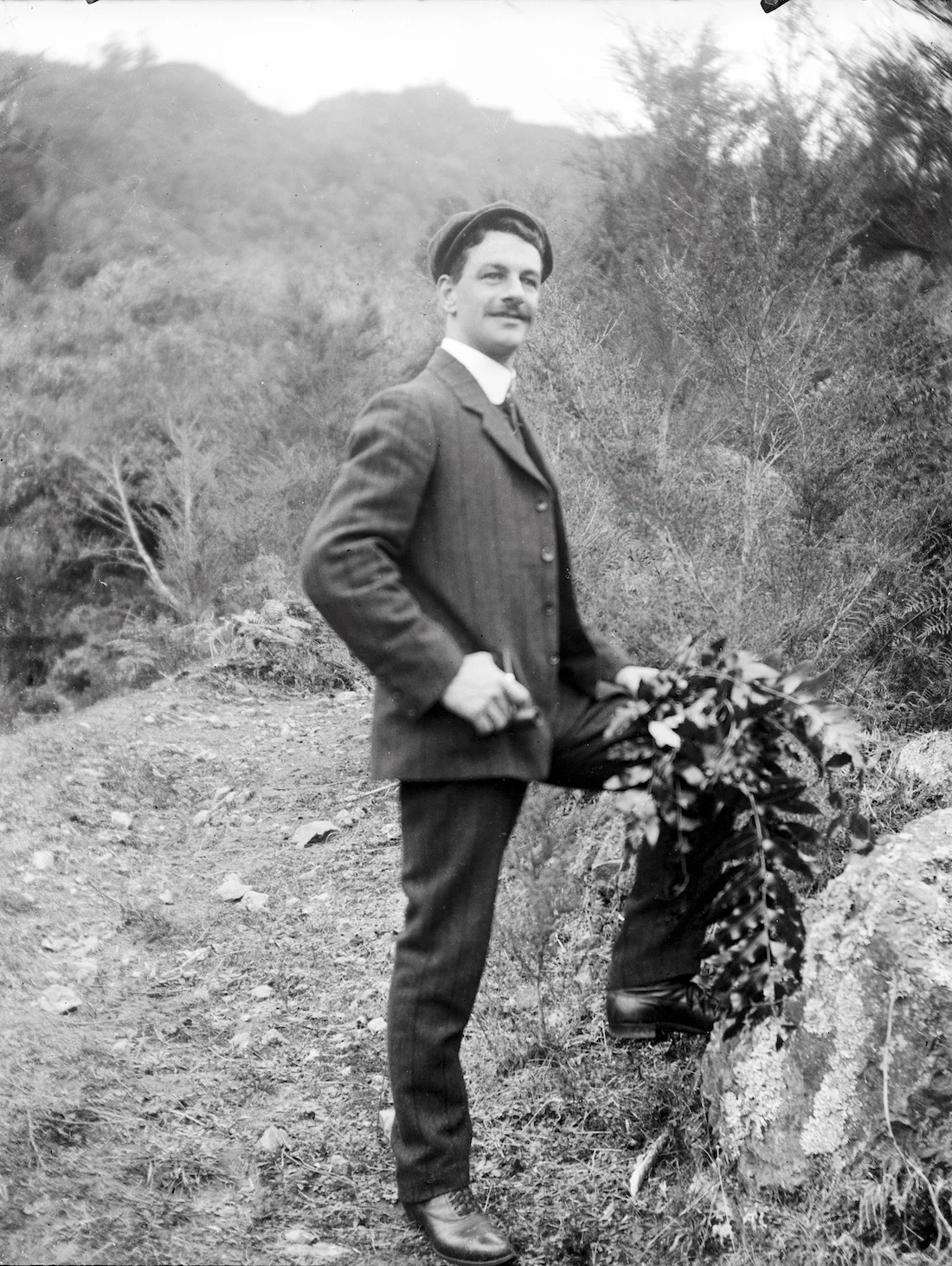 Outdoors portrait of Frederick William Campbell, New Zealand circa 1907-1916. Lemuel Lyes Collection.