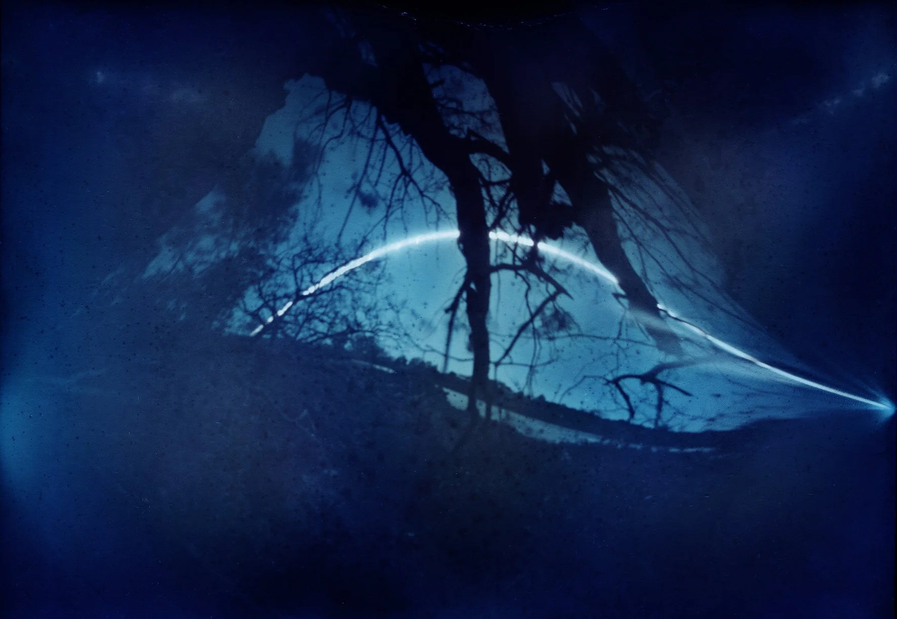 Lissa Knight 3 week pinhole solargraph of Whau River from Ken Maunder Park from the Whau Solar Workshop