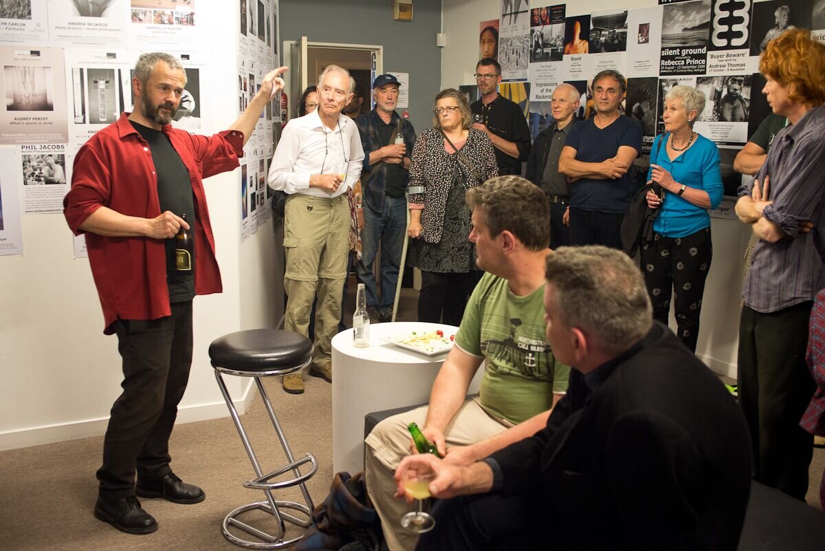   Photospace 15th birthday celebrations . James Gilberd in red shirt. (Photo: John Williams) 