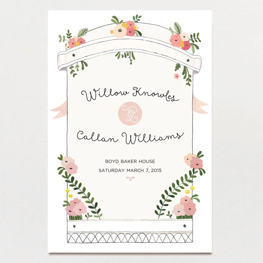 garden party wedding invitation back
