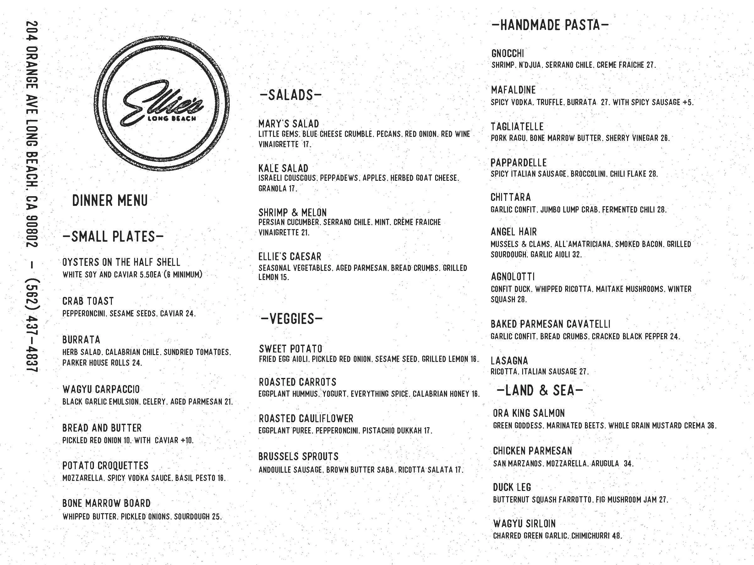 Ellipes Menu Menus — Ellie's