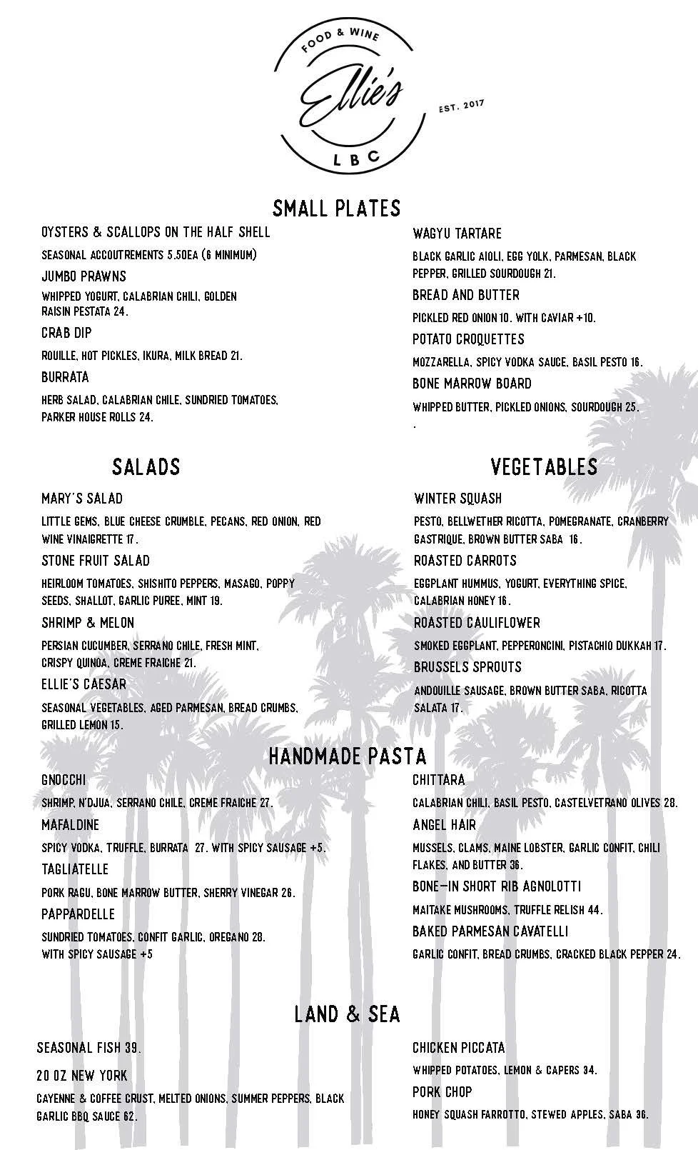 Ellipes Menu Menus — Ellie's