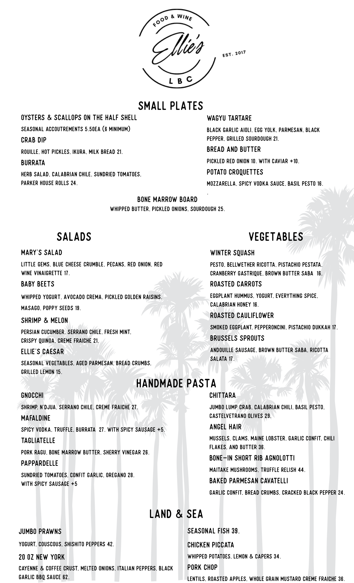 Ellipes Menu Menus — Ellie's