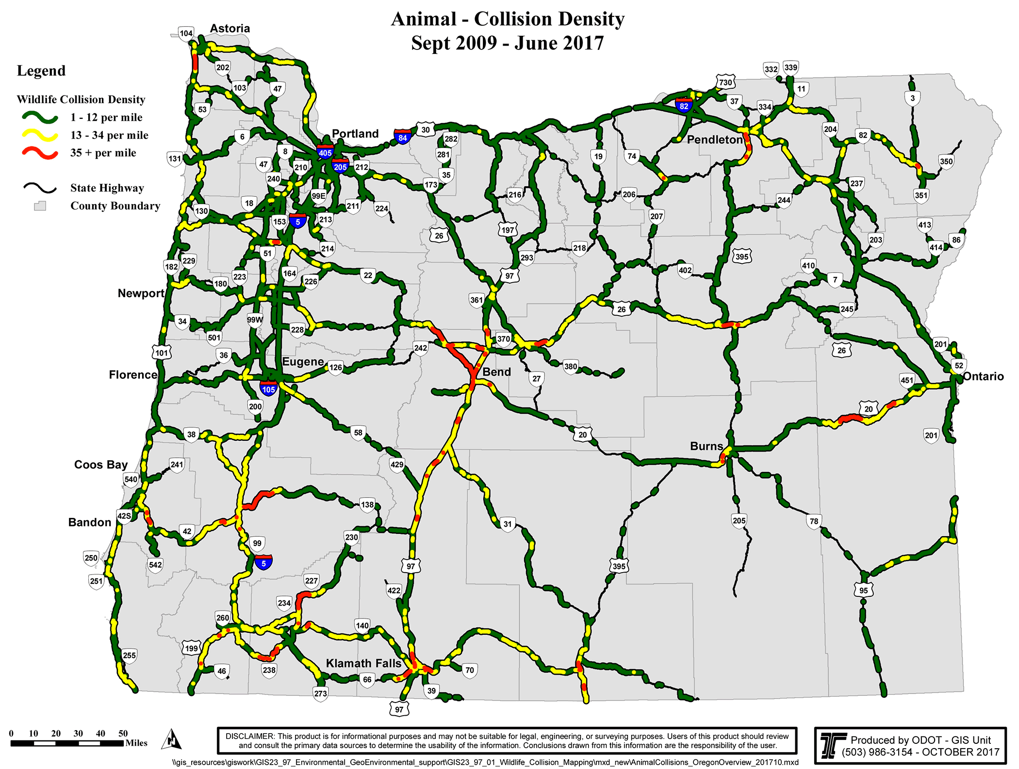Deer and Elk Collisions in Oregon (ODOT)