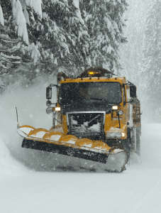 ODOT snowplow clearing Oregon 138 near Prospect.
