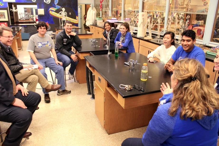 STEM&M at Mazama High School visits with Colt Gill, Acting Deputy Superintendent of Pubic Instruction in Oregon. (Samanth Tipler) 