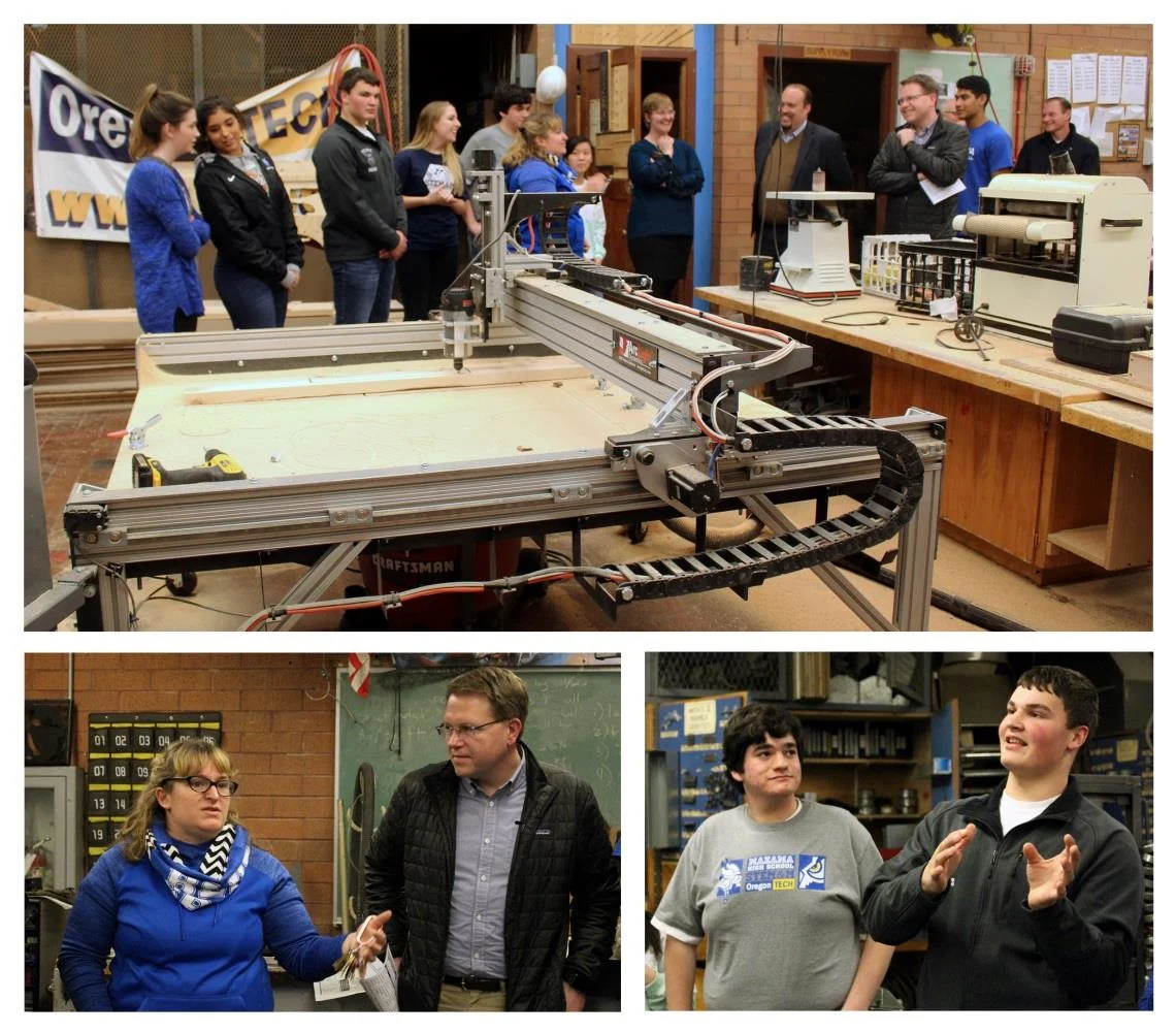 STEM&M at Mazama High School visits with Colt Gill, Acting Deputy Superintendent of Pubic Instruction in Oregon. (Samanth Tipler) 
