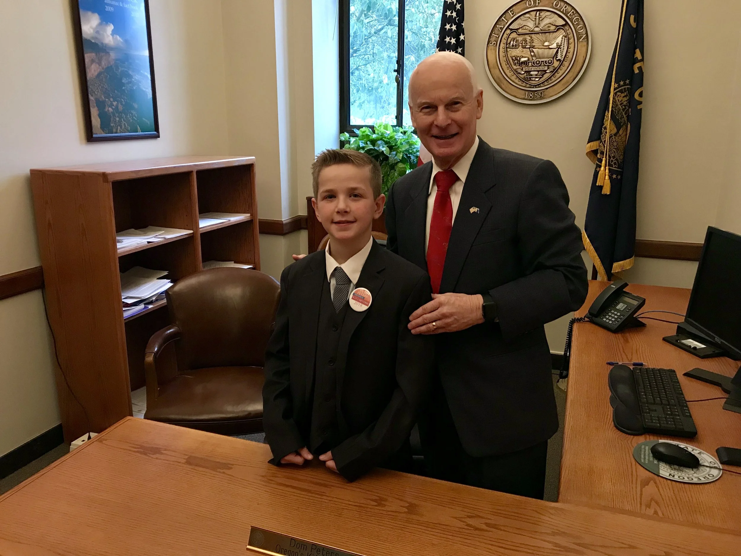Dom Peters photographed with Oregon Secretary of State, Dennis Richardson.