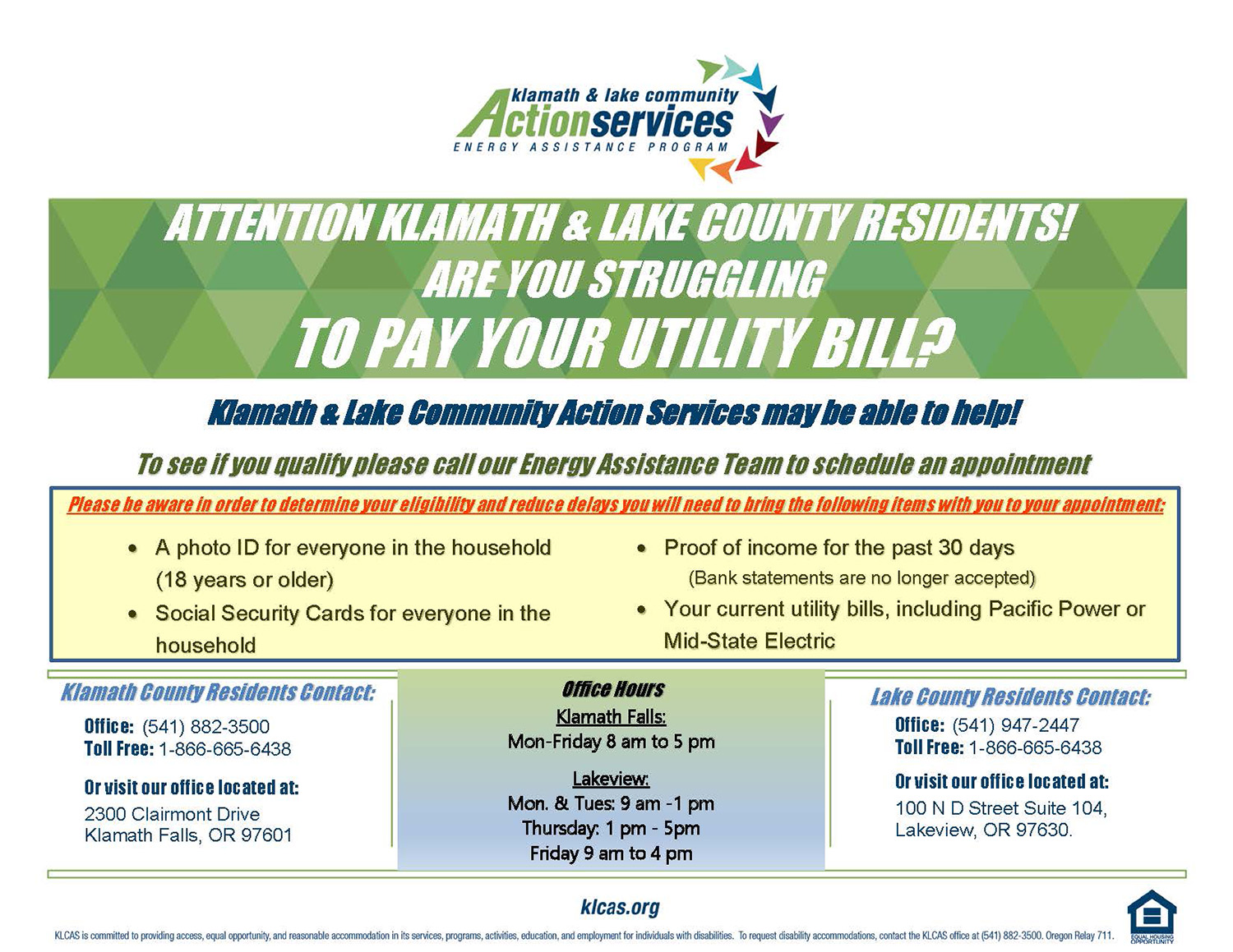 Energy Assistance Available Now at KLCAS