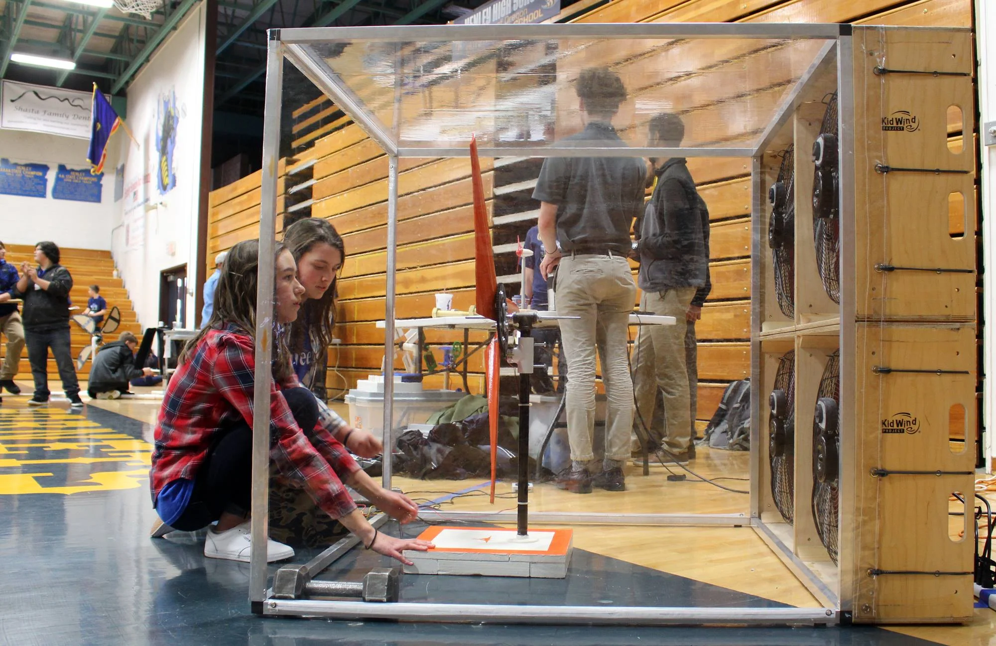 Henley High School students competed at the second-annual KidWind Project Challenge on March 10. They designed and built wind turbines, then competed to which could produce the most energy. (Samantha Tipler, KCSD)