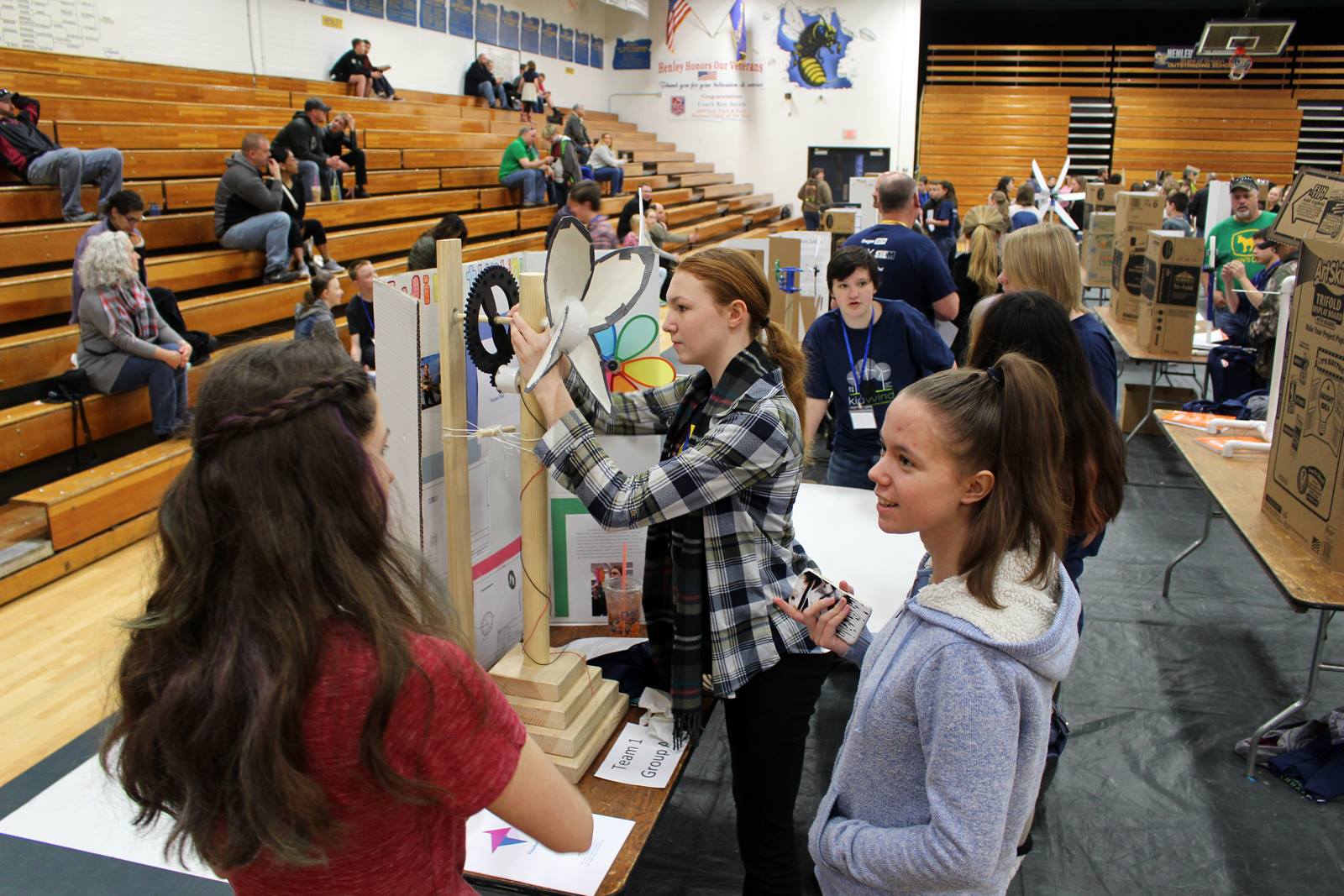 About 100 students in 36 teams competed at the second-annual KidWind Project Challenge engineering competition on Saturday, March 10. Students competed from Henley High School, Henley Middle School and Brixner Junior High School. (Samantha Tipler, KCSD)