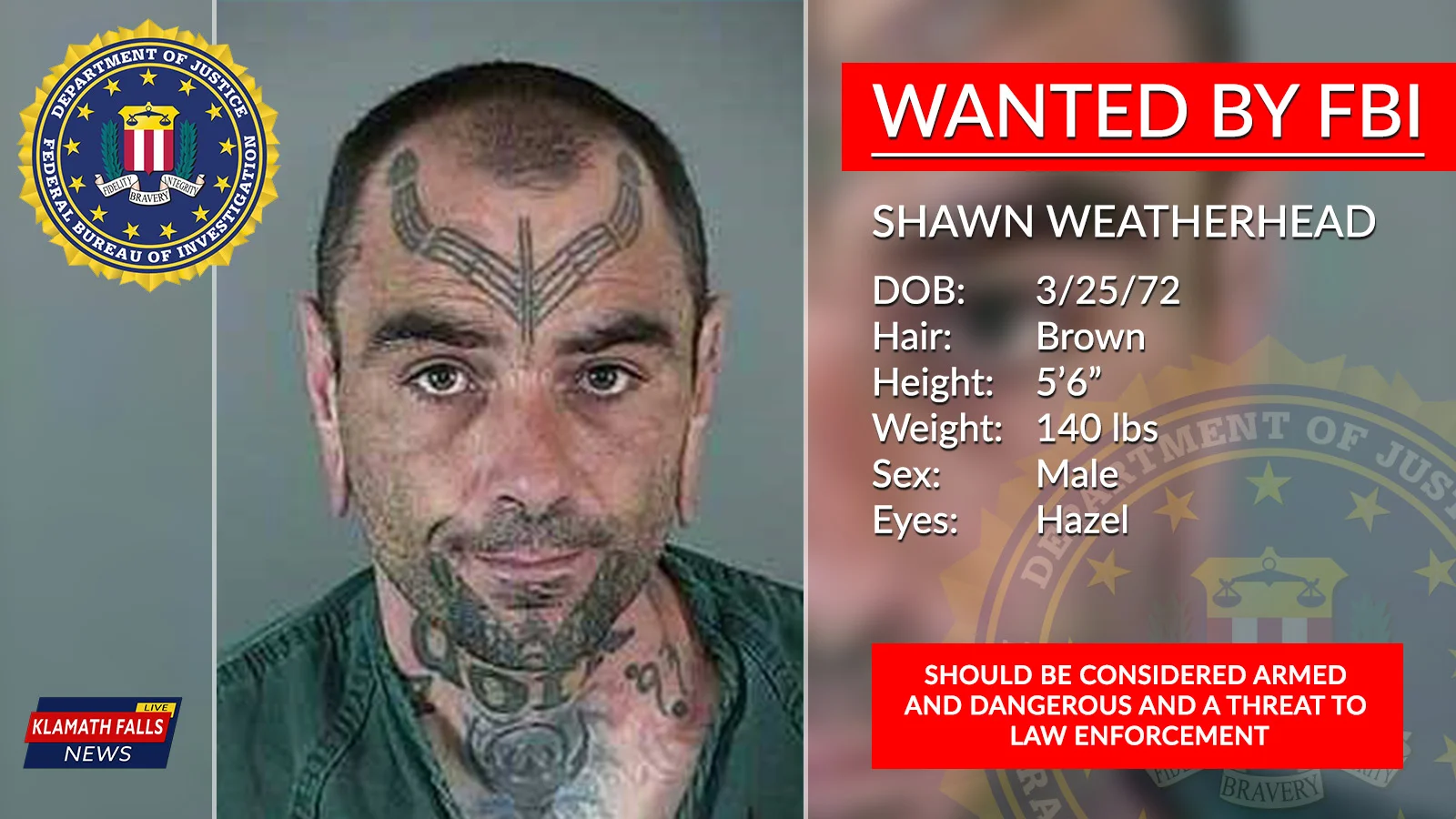 Wanted by FBI - Shawn Frederick Weatherhead