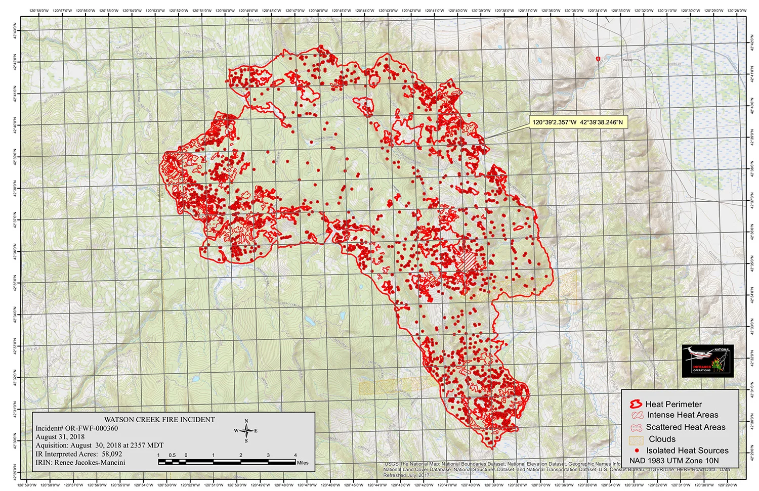 Infrared Map Watson Creek Fire CLICK FOR LARGER