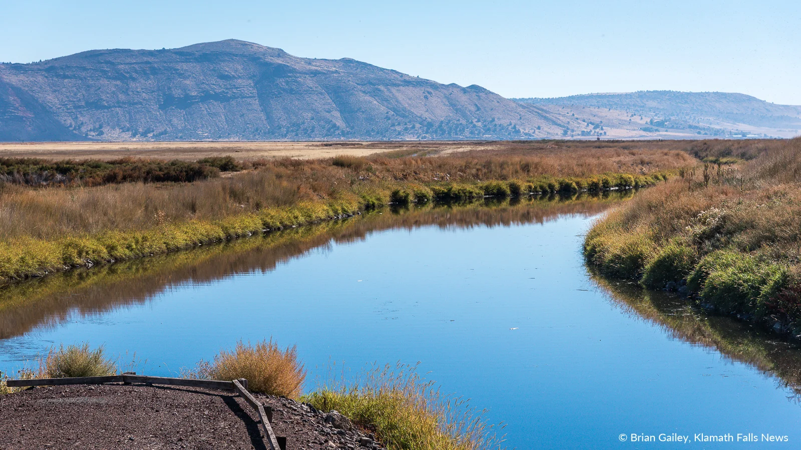 File Photo - Klamath Project Drain. Lowest point of the Klamath Project before water is pumped back into the Klamath River or recirculated into the project.(Brian Gailey)