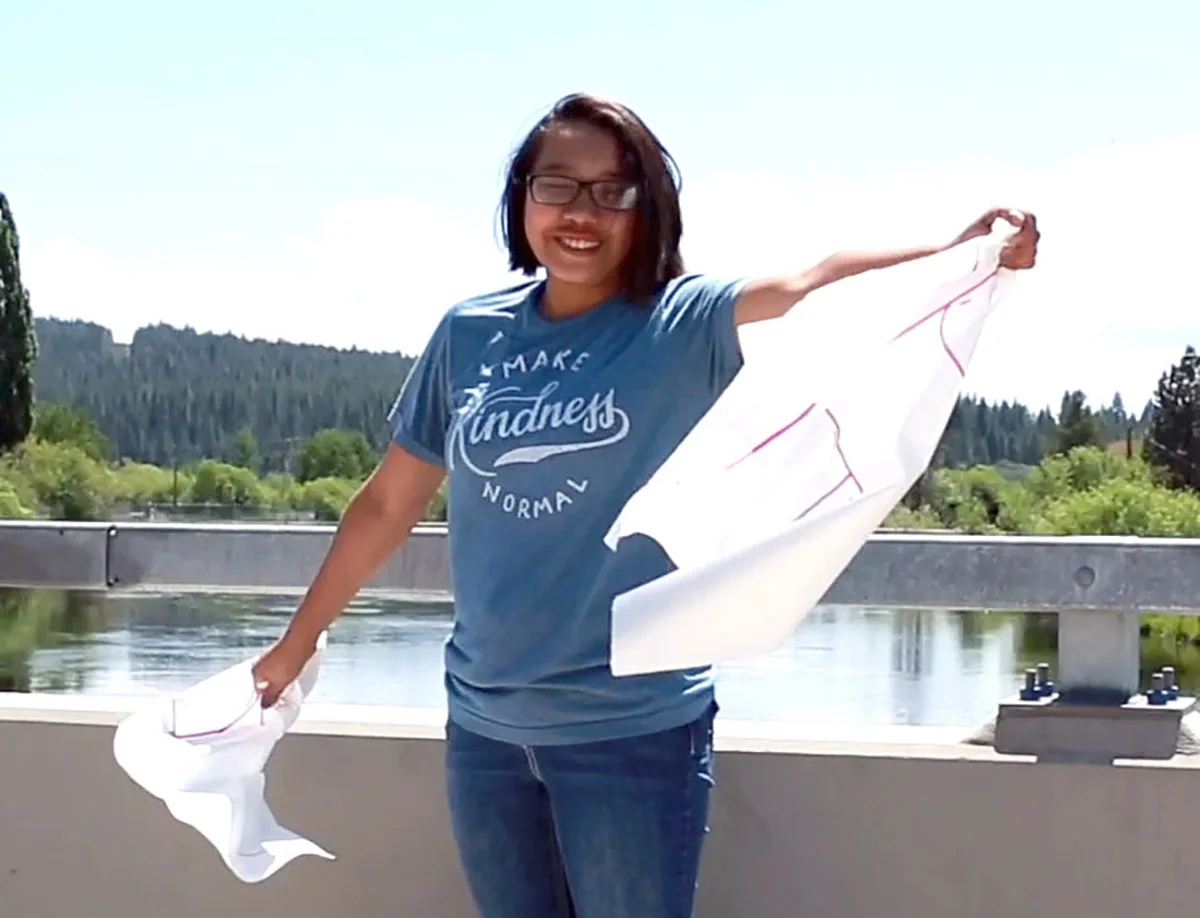 In the Chiloquin Rising video, student leadership officer Hannah Schroeder, a junior, holds and then tears apart one of the stereotypes: Drop out.