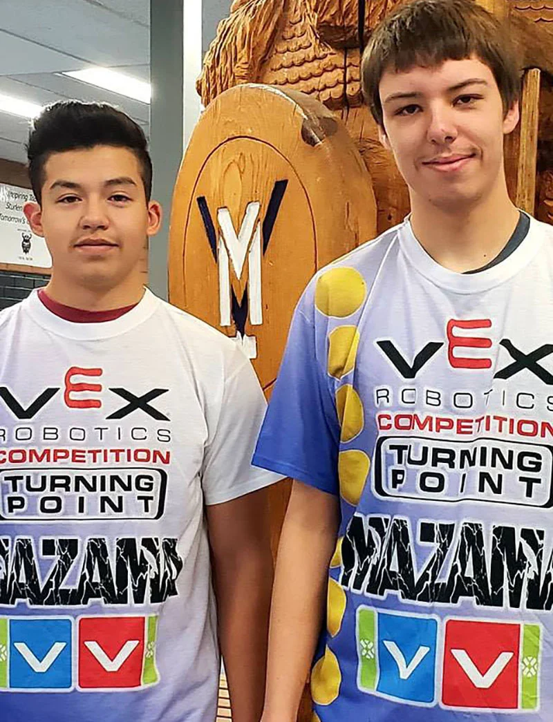 Mazama Robotics Team of Javier Gonzalez and Brandon Lewis placed 2nd out of 72 teams at state in the highest platinum bracket and qualified for the VEX World Championships.