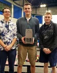 Mazama’s Robotics Team of Markus Patton, Gordon McCreadie and Jake Healy won the Excellence Award (like the MVP) in the 40-team gold bracket. They also placed 2nd in a dramatic one-point loss in the championship match.