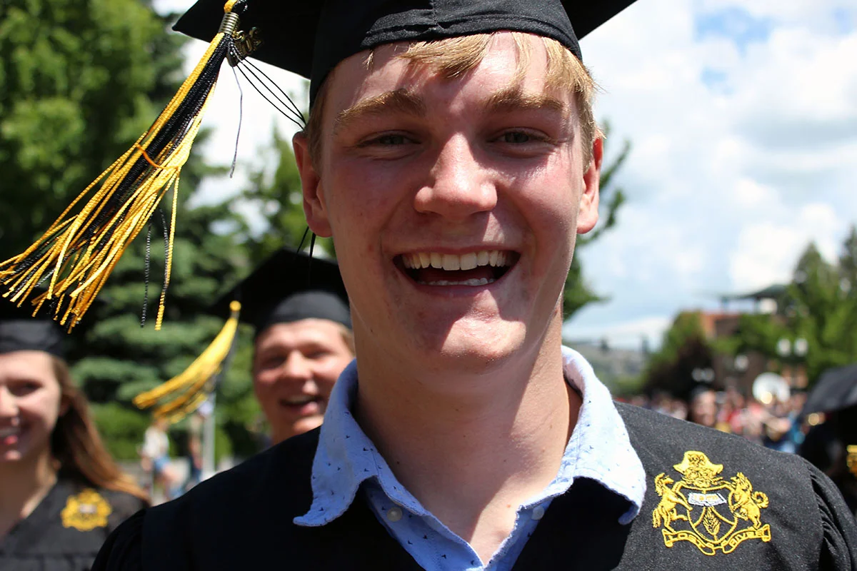 Myles Moore, a senior at Lost River Junior-Senior High School, walks down Main Street with his classmates during the Graduation Sensation May 30. Moore will be among more than 400 KCSD students who receive high school diplomas this weekend.
