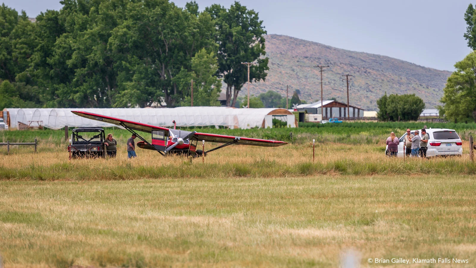 A single engine aircraft crashed in a field south of the Crater Lake - Klamath Regional Airport Tuesday afternoon just after takeoff. July 9, 2019 (Image, Brian Gailey, Klamath Falls News)