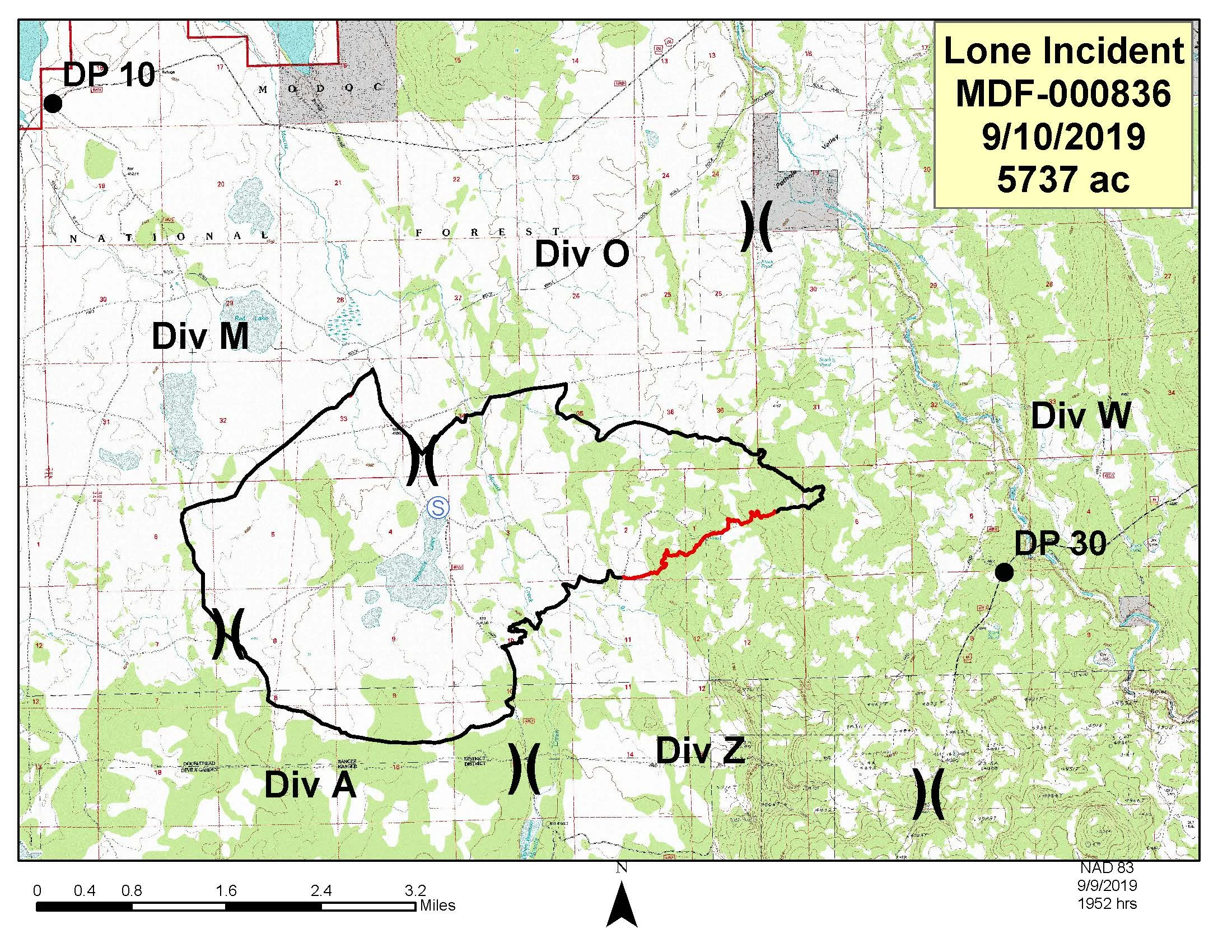 Map of the #LoneFire in the Modoc National Forest, California Click for larger