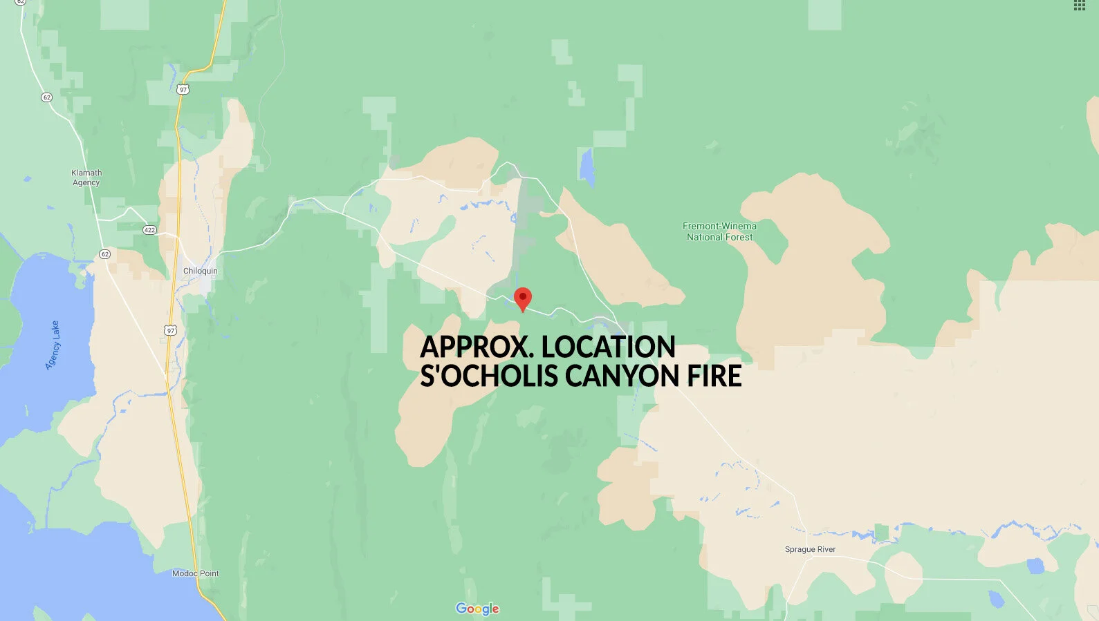 S'Ocholis Canyon Fire burns 30 acres east of Chiloquin