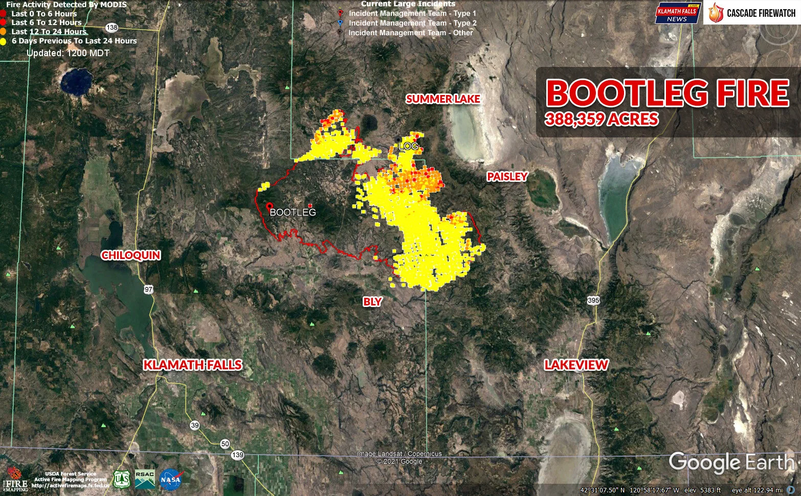 Bootleg Fire grows 84,000 acres, despite a trace of rain