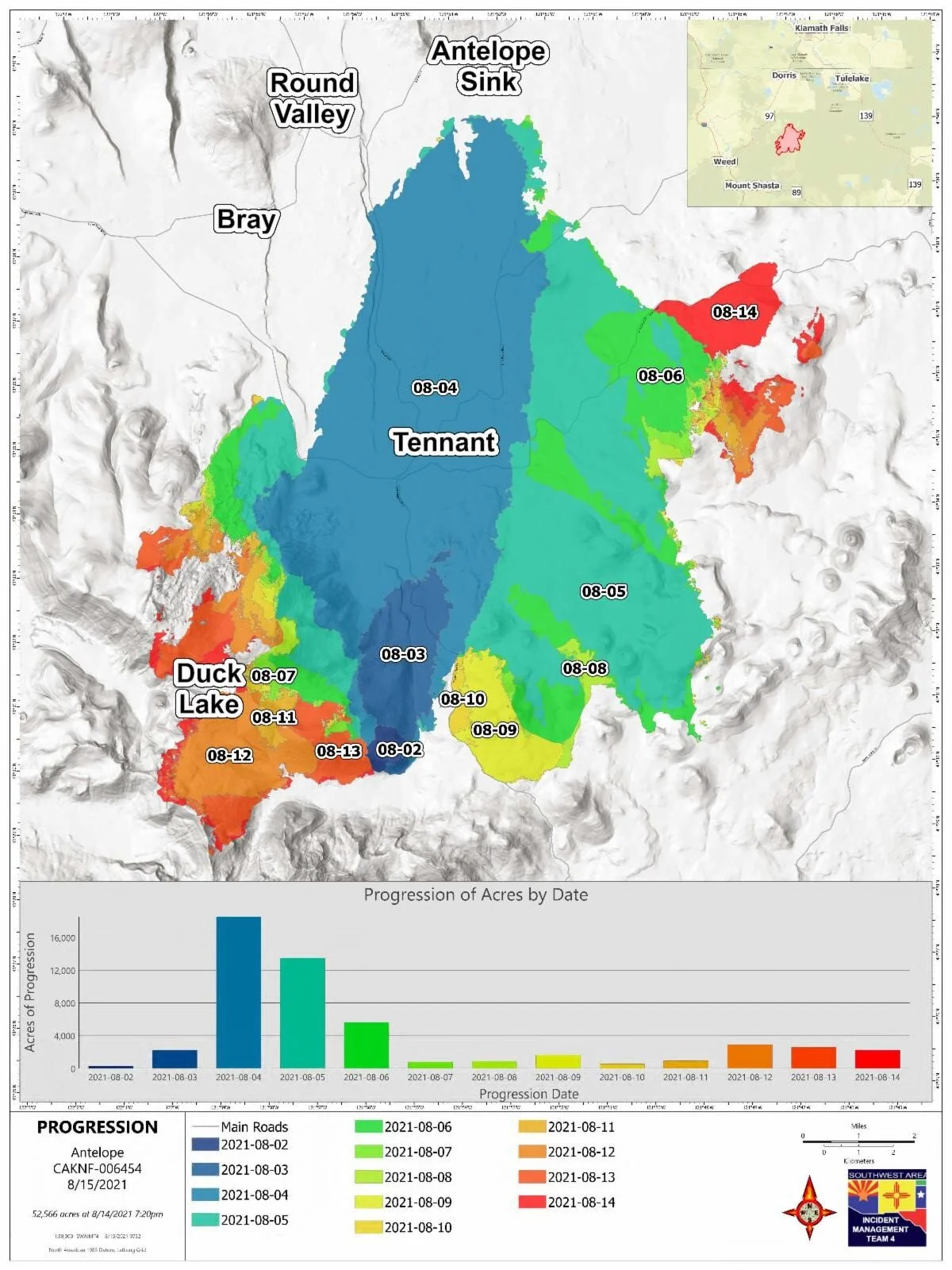 Antelope Fire Progression Map. Click to enlarge.