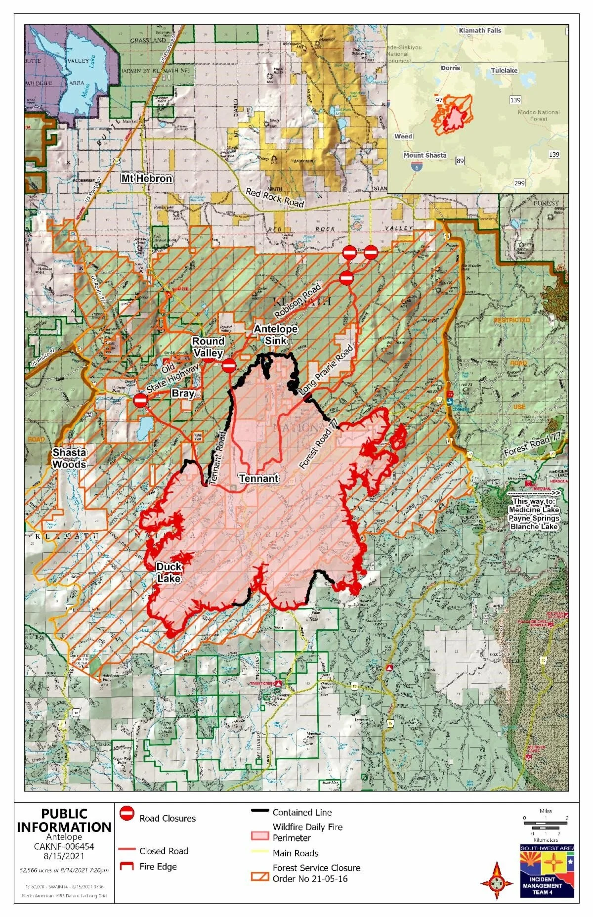 Antelope Fire Public Information Map. Click to enlarge.
