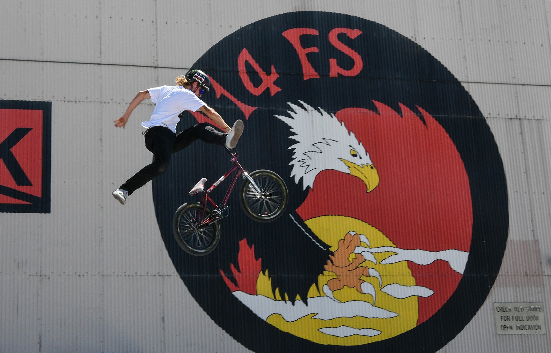  Peyton Wessells performs as a part of the Monster BMX Stunt Team at the Sentry Eagle Open House June 24, 2022, at Kingsley Field in Klamath Falls, Oregon. The open house allowed Kingsley Field to provide a behind-the-scenes look at our F-15 training
