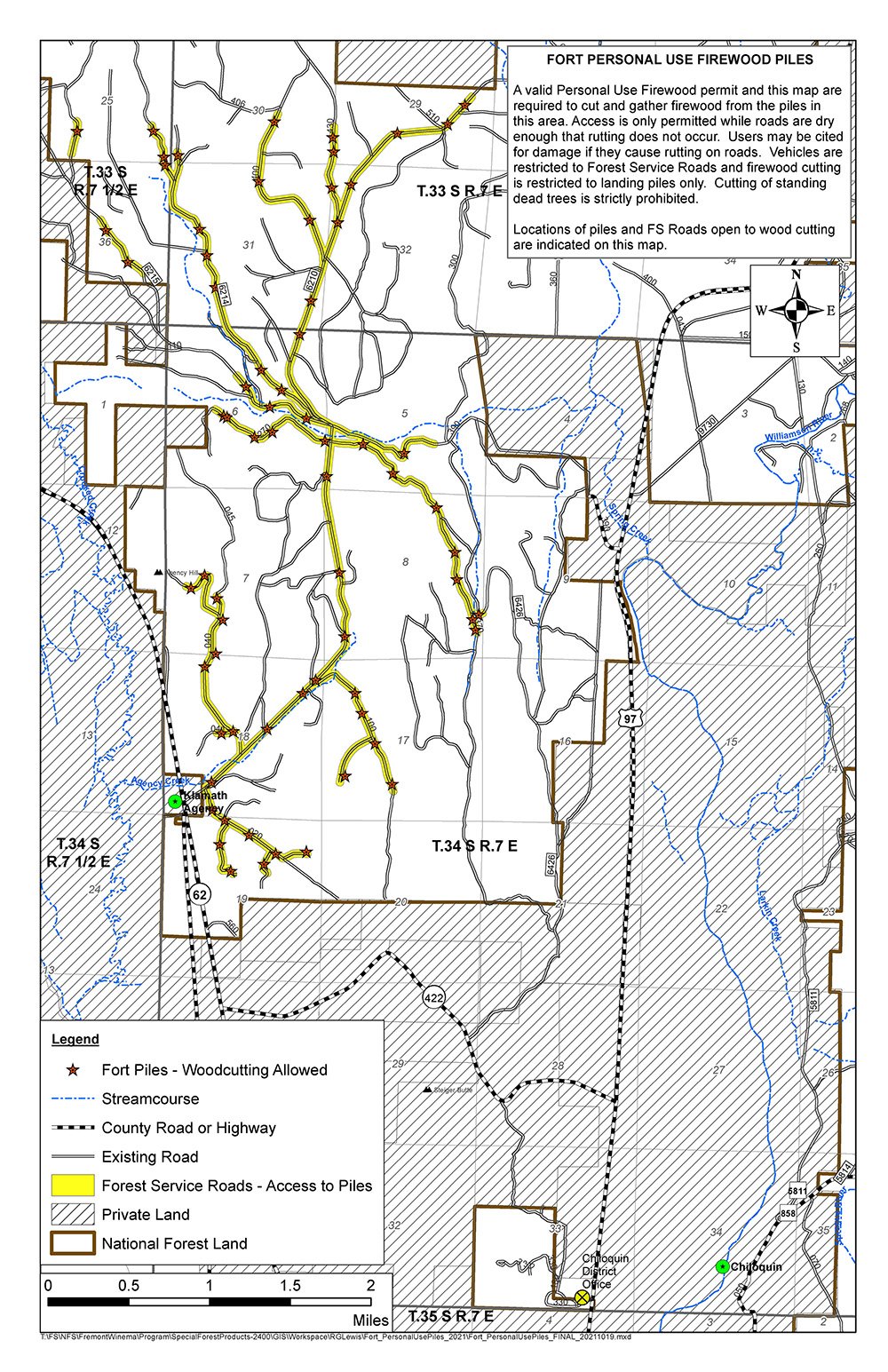 Special firewood cutting area open on Chiloquin Ranger District