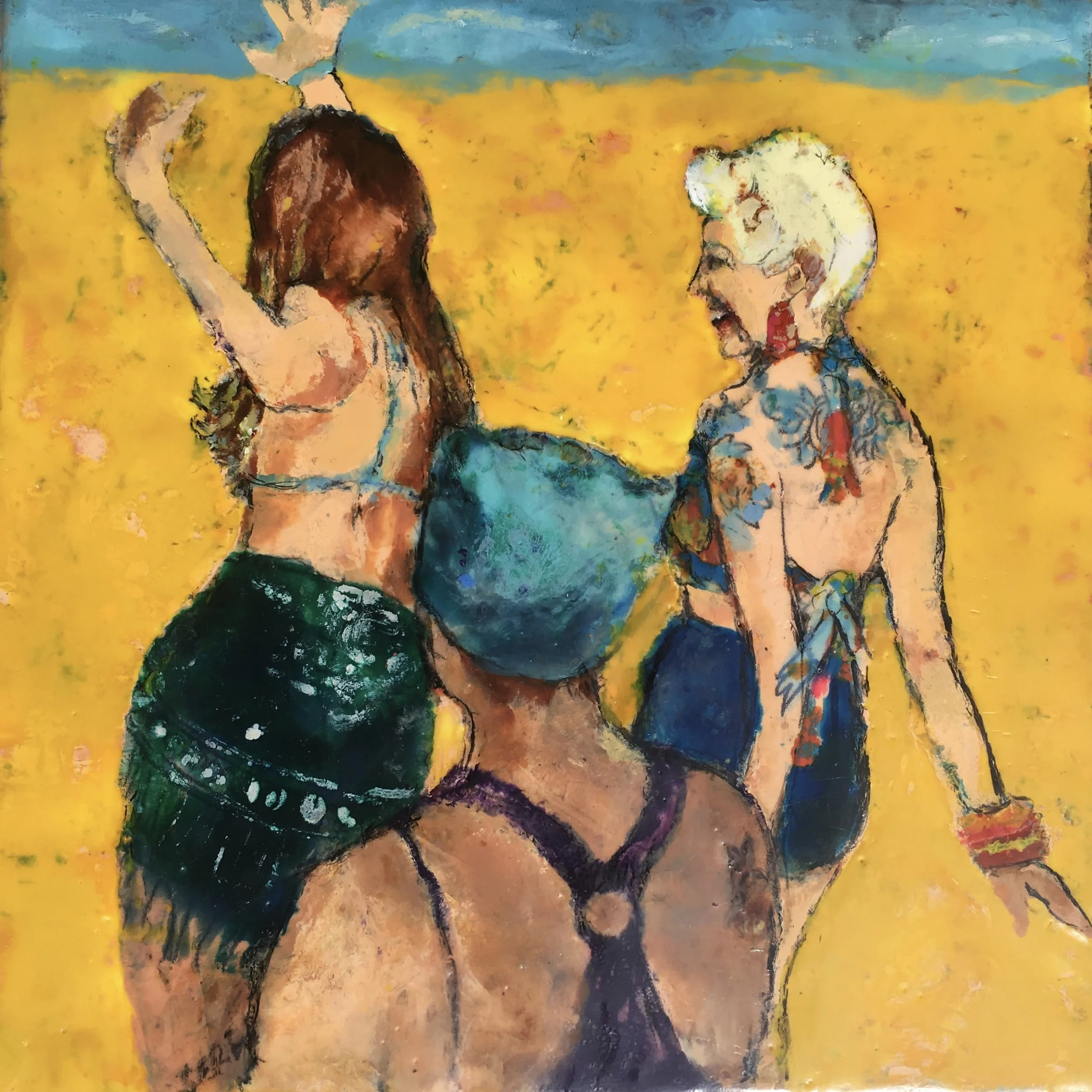 Asbury Surf Mosh Pit, 2018, 10" x 10" encaustic on panel